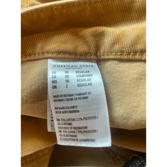 AMERICAN EAGLE Super Stretch Corduroy Mini Skirt High Rise Size 00 XXS ACADEMIA - Picture 5 of 5